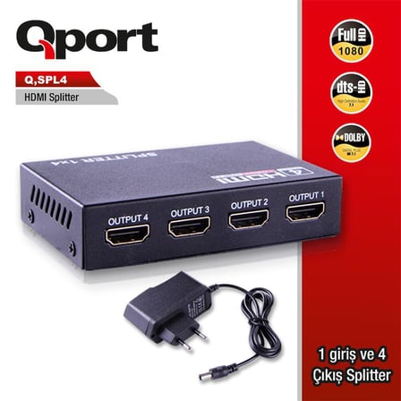 Q-SPL4 FULL HD 1 GİRİŞ 4ÇIKIŞLI HDMI SPLITTER (SİNYAL ÇOĞALTICI)