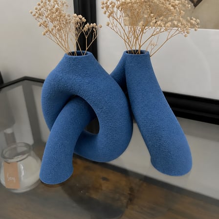 3D Baskı Interlocking Vazo - İç İçe Geçen Dekoratif Vazo-Mavi