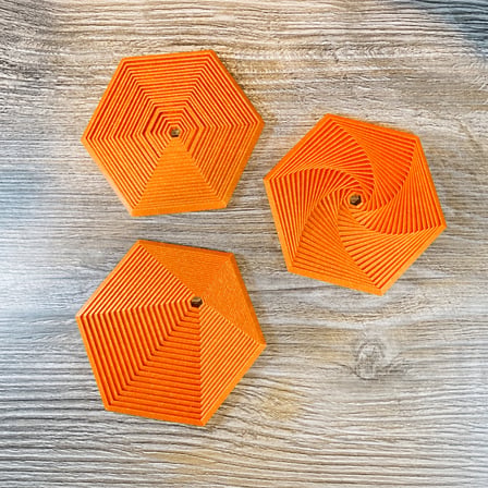 3D Baskı Super Fidget Coaster Seti - Altıgen Desenli Bardak Altlığı ve Tutucu-Turuncu