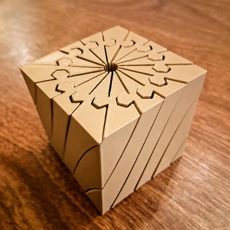 3D Baskı Twisting Küp - Mekanik Dönen Bulmaca Küpü-Bej