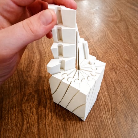 3D Baskı Twisting Küp - Mekanik Dönen Bulmaca Küpü-Beyaz