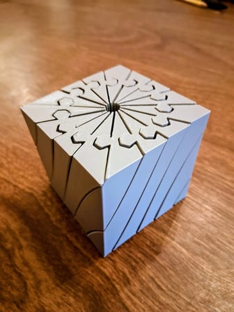 3D Baskı Twisting Küp - Mekanik Dönen Bulmaca Küpü-Gri