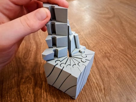 3D Baskı Twisting Küp - Mekanik Dönen Bulmaca Küpü-Gri