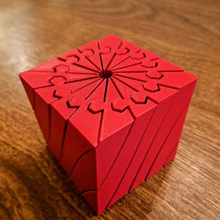 3D Baskı Twisting Küp - Mekanik Dönen Bulmaca Küpü-Kırmızı