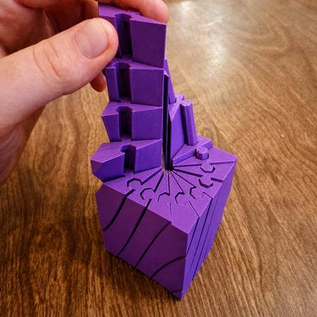 3D Baskı Twisting Küp - Mekanik Dönen Bulmaca Küpü-Mor