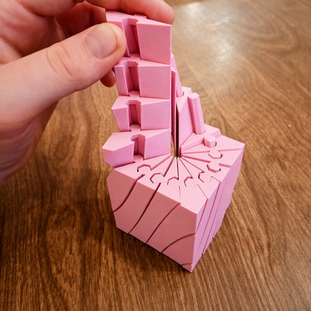 3D Baskı Twisting Küp - Mekanik Dönen Bulmaca Küpü-Pembe