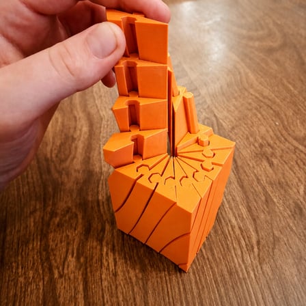 3D Baskı Twisting Küp - Mekanik Dönen Bulmaca Küpü-Turuncu