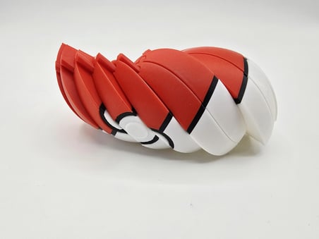 3D Baskı Pokebal - Segmentli Pokeball Dekoratif Küre-Kırmızı