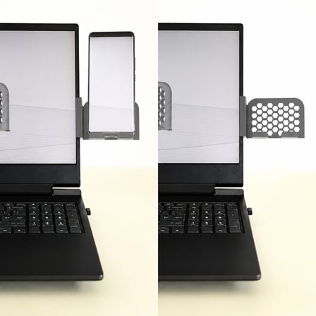 3D Baskı Monitor Telefon Tutucu - Petek Desenli Laptop Kenar Telefon Tutucu-Gri