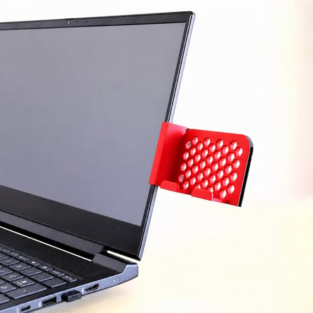 3D Baskı Monitor Telefon Tutucu - Petek Desenli Laptop Kenar Telefon Tutucu-Kırmızı