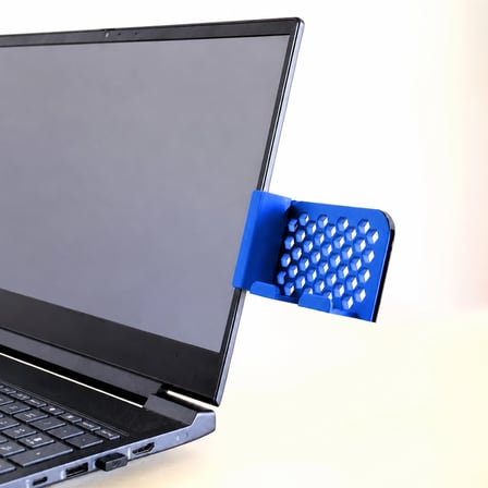 3D Baskı Monitor Telefon Tutucu - Petek Desenli Laptop Kenar Telefon Tutucu-Mavi