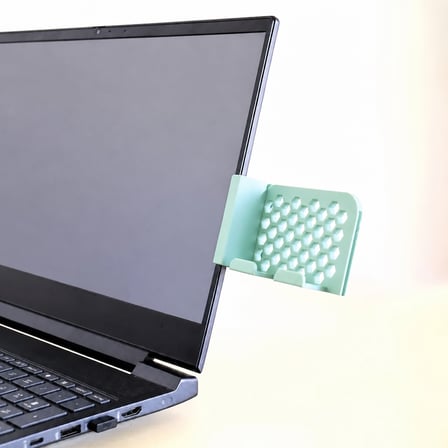 3D Baskı Monitor Telefon Tutucu - Petek Desenli Laptop Kenar Telefon Tutucu-Mint