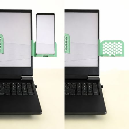 3D Baskı Monitor Telefon Tutucu - Petek Desenli Laptop Kenar Telefon Tutucu-Mint