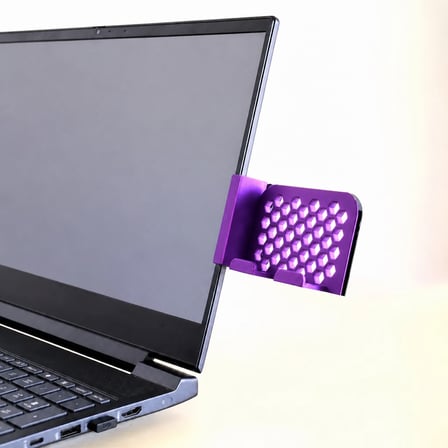 3D Baskı Monitor Telefon Tutucu - Petek Desenli Laptop Kenar Telefon Tutucu-Mor