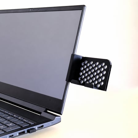 3D Baskı Monitor Telefon Tutucu - Petek Desenli Laptop Kenar Telefon Tutucu-Siyah