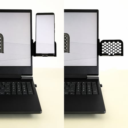 3D Baskı Monitor Telefon Tutucu - Petek Desenli Laptop Kenar Telefon Tutucu-Siyah