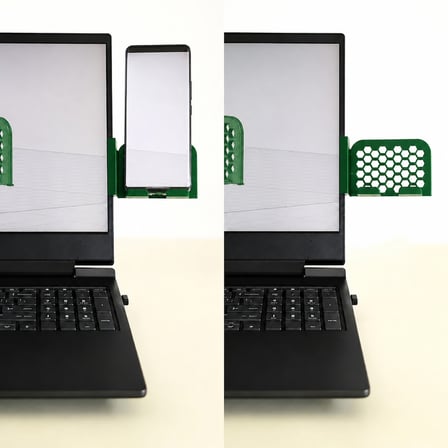 3D Baskı Monitor Telefon Tutucu - Petek Desenli Laptop Kenar Telefon Tutucu-Yeşil