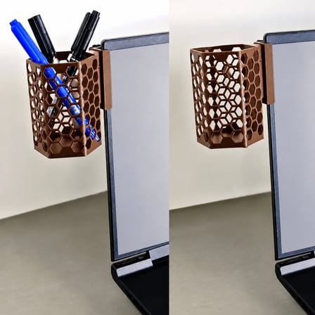 3D Baskı Monitor Kalemlik - Petek Desenli Laptop Kenar Altıgen Kalemlik-Kahverengi