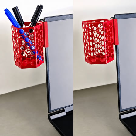 3D Baskı Monitor Kalemlik - Petek Desenli Laptop Kenar Altıgen Kalemlik-Kırmızı