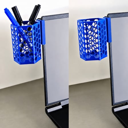 3D Baskı Monitor Kalemlik - Petek Desenli Laptop Kenar Altıgen Kalemlik-Mavi