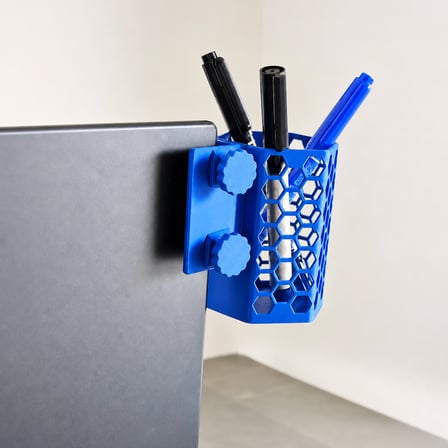3D Baskı Monitor Kalemlik - Petek Desenli Laptop Kenar Altıgen Kalemlik-Mavi