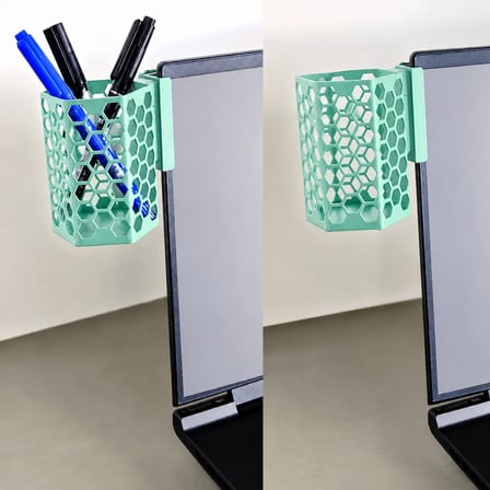 3D Baskı Monitor Kalemlik - Petek Desenli Laptop Kenar Altıgen Kalemlik-Mint