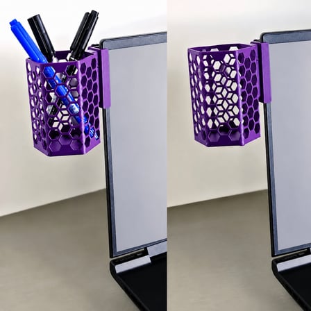 3D Baskı Monitor Kalemlik - Petek Desenli Laptop Kenar Altıgen Kalemlik-Mor