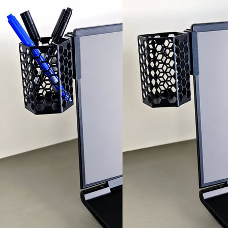 3D Baskı Monitor Kalemlik - Petek Desenli Laptop Kenar Altıgen Kalemlik-Siyah