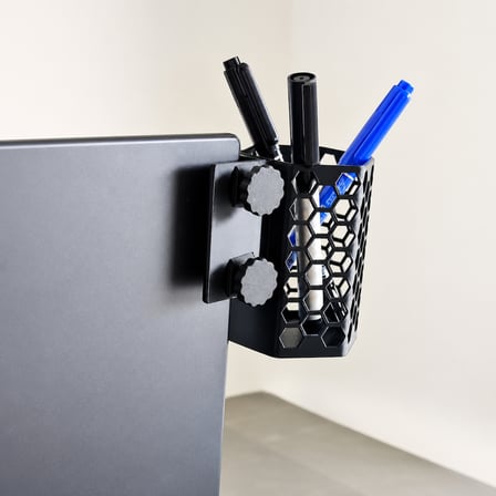 3D Baskı Monitor Kalemlik - Petek Desenli Laptop Kenar Altıgen Kalemlik-Siyah