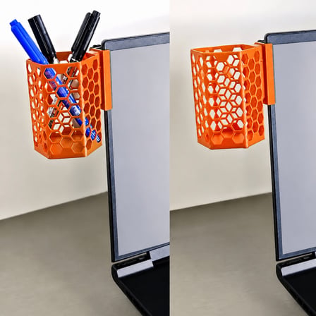 3D Baskı Monitor Kalemlik - Petek Desenli Laptop Kenar Altıgen Kalemlik-Turuncu