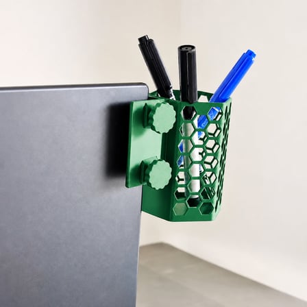 3D Baskı Monitor Kalemlik - Petek Desenli Laptop Kenar Altıgen Kalemlik-Yeşil