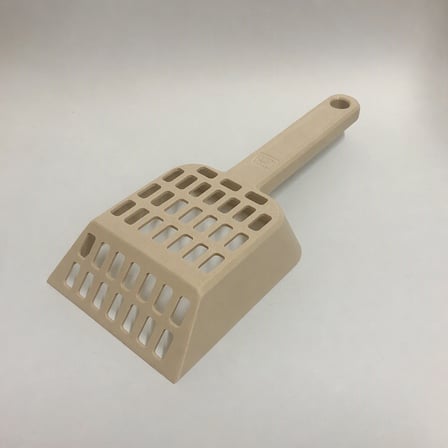 3D Baskı Kedi Kumu Küreği - Geniş Hazneli Eleme Küreği-Bej