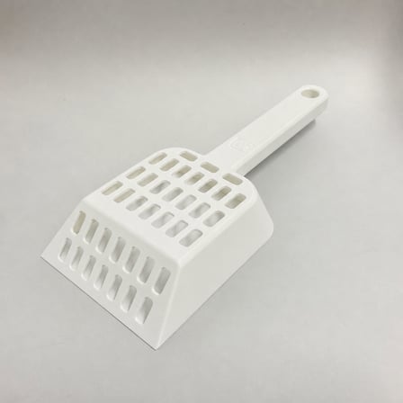 3D Baskı Kedi Kumu Küreği - Geniş Hazneli Eleme Küreği-Beyaz