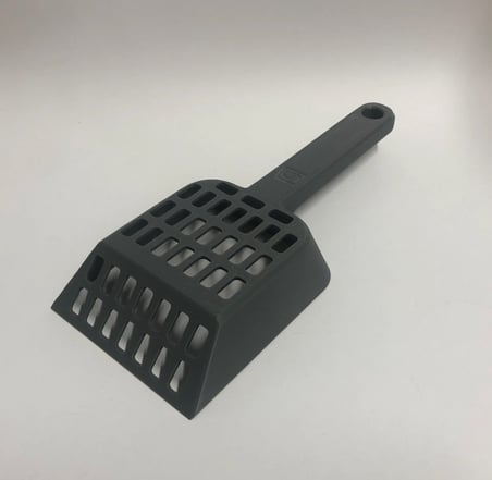 3D Baskı Kedi Kumu Küreği - Geniş Hazneli Eleme Küreği-Gri