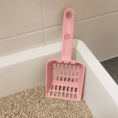 3D Baskı Kedi Kumu Küreği - Geniş Hazneli Eleme Küreği-Pembe