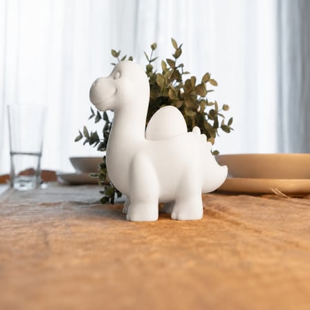 3D Baskı Dinozor Yumurtalık - Sevimli Eggosaurus Yumurta Tutucu-Beyaz
