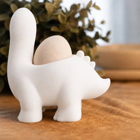 3D Baskı Dinozor Yumurtalık - Sevimli Eggosaurus Yumurta Tutucu-Beyaz