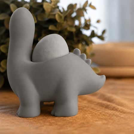 3D Baskı Dinozor Yumurtalık - Sevimli Eggosaurus Yumurta Tutucu-Gri