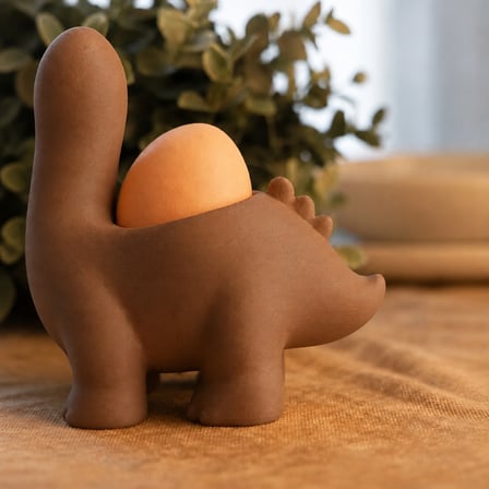 3D Baskı Dinozor Yumurtalık - Sevimli Eggosaurus Yumurta Tutucu-Kahverengi