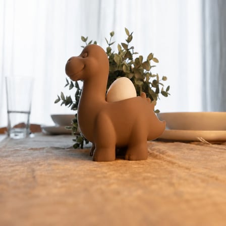 3D Baskı Dinozor Yumurtalık - Sevimli Eggosaurus Yumurta Tutucu-Kahverengi