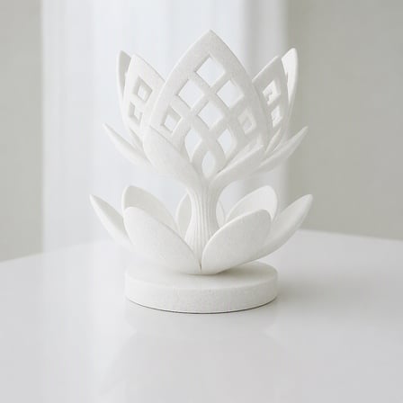 3D Baskı Lotus Çiçeği Mumluk - Dekoratif Tealight Mumluk-Beyaz