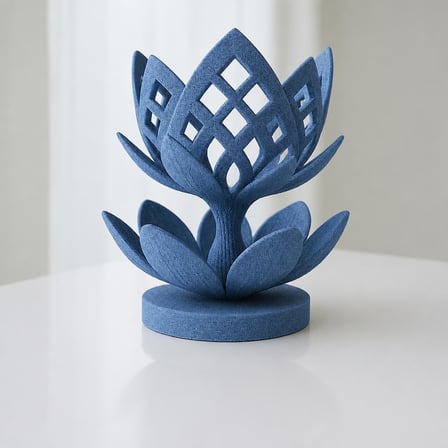 3D Baskı Lotus Çiçeği Mumluk - Dekoratif Tealight Mumluk-Mavi