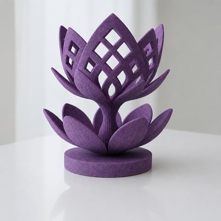 3D Baskı Lotus Çiçeği Mumluk - Dekoratif Tealight Mumluk-Mor