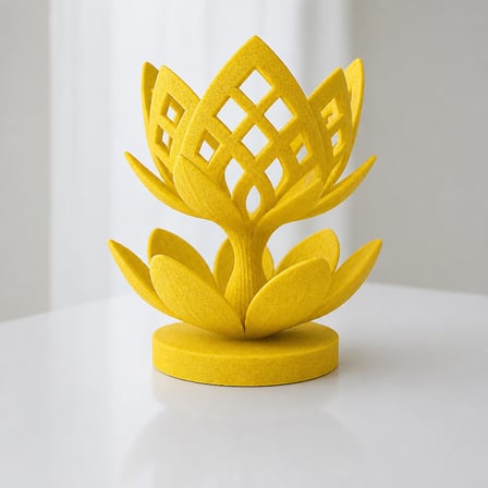 3D Baskı Lotus Çiçeği Mumluk - Dekoratif Tealight Mumluk-Sarı