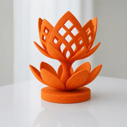 3D Baskı Lotus Çiçeği Mumluk - Dekoratif Tealight Mumluk-Turuncu
