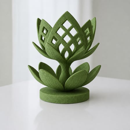 3D Baskı Lotus Çiçeği Mumluk - Dekoratif Tealight Mumluk-Yeşil
