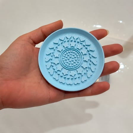 3D Baskı Makyaj Fırçası Temizleme Pedi - Desenli Aparat-Mavi