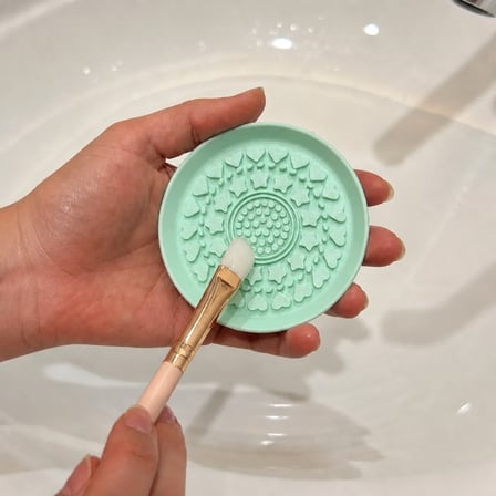 3D Baskı Makyaj Fırçası Temizleme Pedi - Desenli Aparat-Mint
