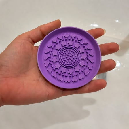 3D Baskı Makyaj Fırçası Temizleme Pedi - Desenli Aparat-Mor