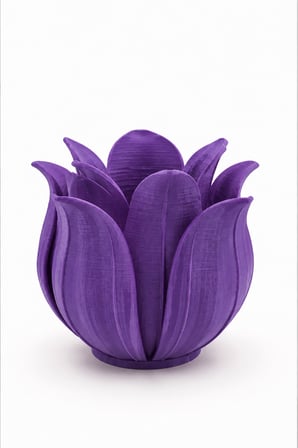 3D Baskı Lotus Yapraklı Vazo - Dekoratif Çiçeklik-Mor